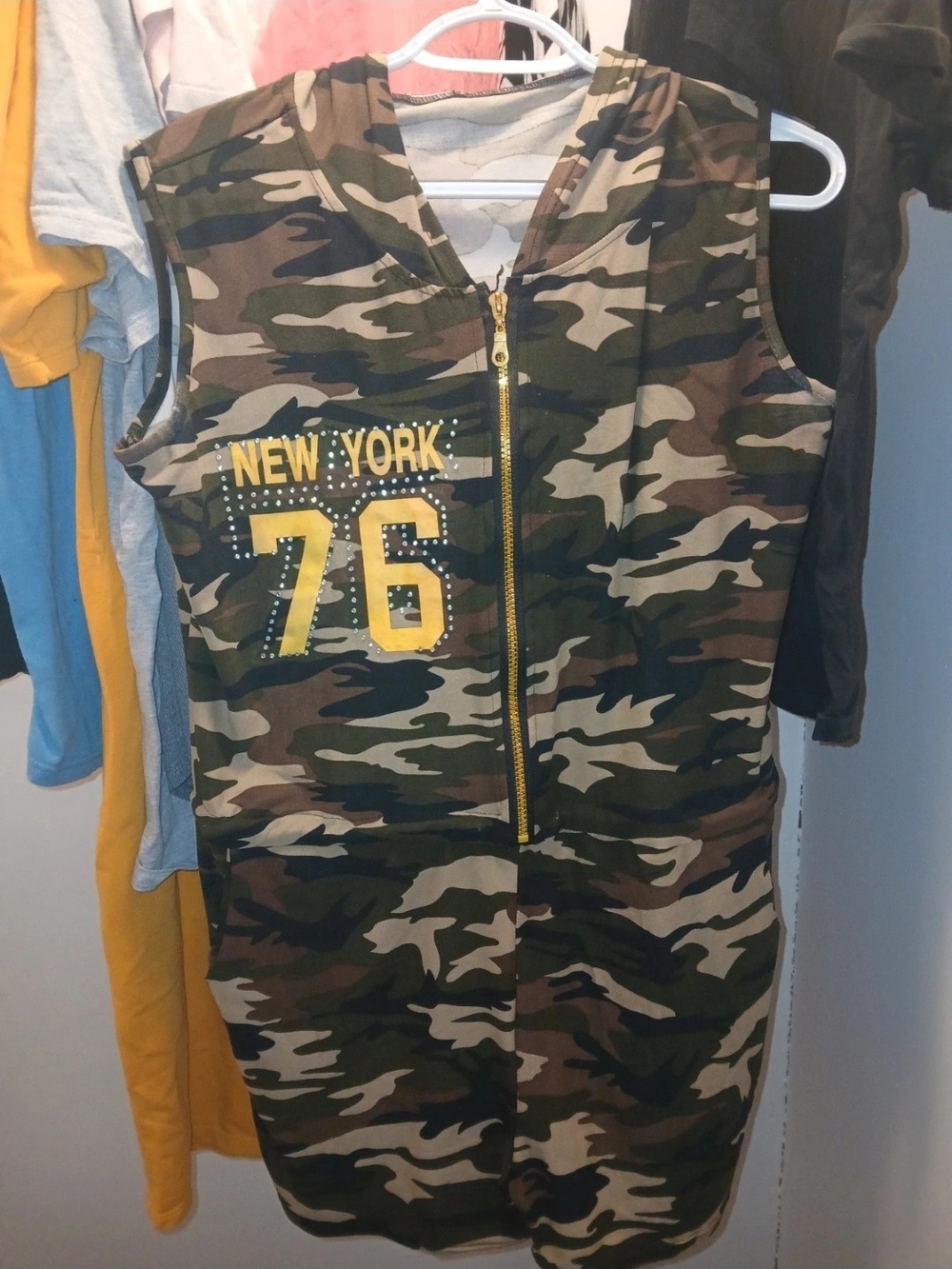 Camouflage Kids Dress with Hood and Gold Zip - New York 76